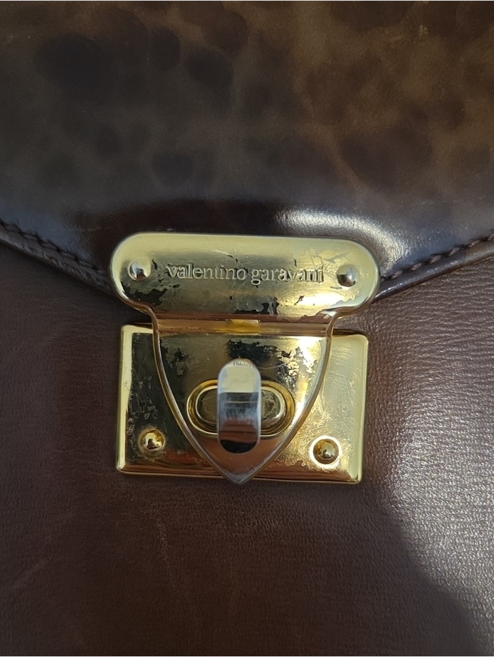 Valentino Garavani Brown Leather Crossbody with Gold Hardware - Picture 2 of 9